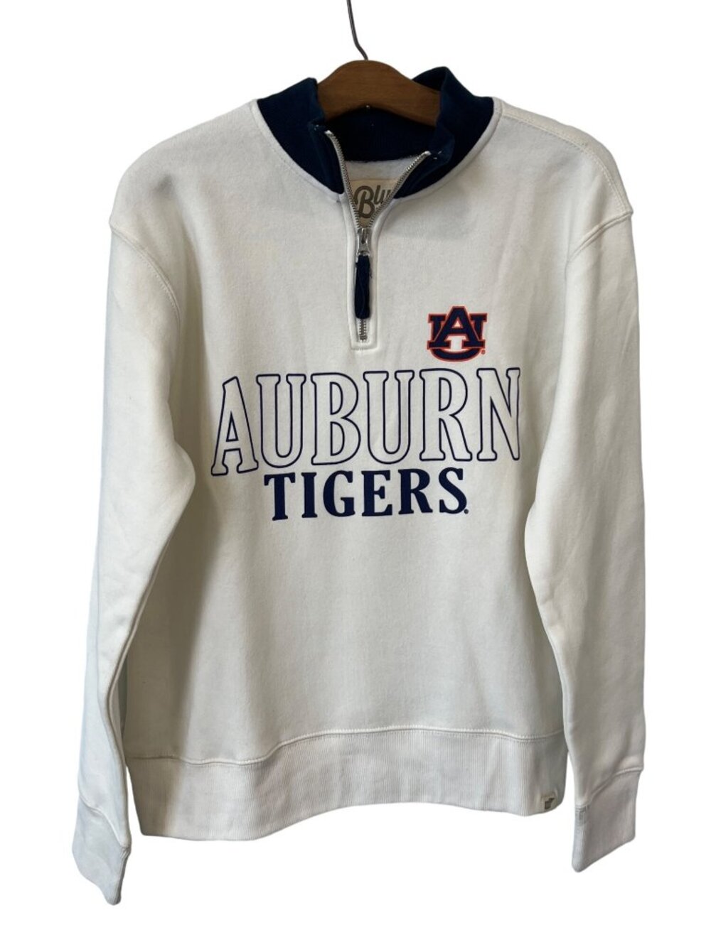 Blue 84 Sweatshirt Medium Auburn Tigers Quarter Zip Ivory Navy Blue College NEW